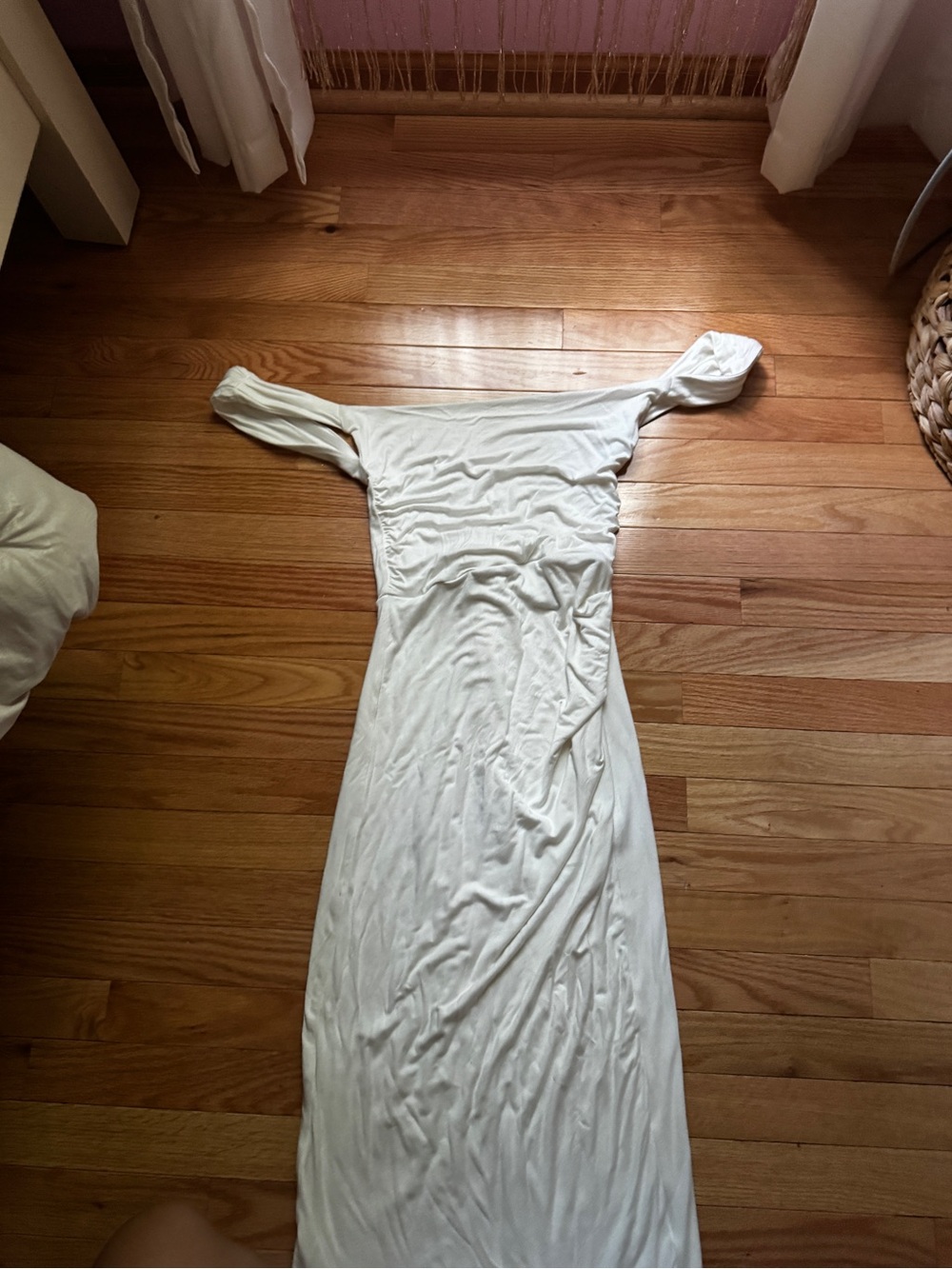 Off-Shoulder Backless Maxi Dress in Cream